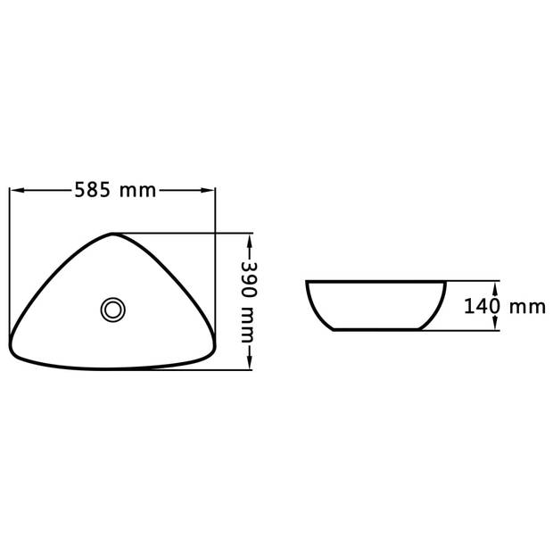 The Living Store Wastafel Vierkant - 58.5x39x14 cm - Keramiek - Zwart