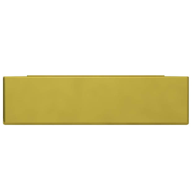 The Living Store Wastafel Rechthoekig - Keramiek - 600x460x160mm - Goud