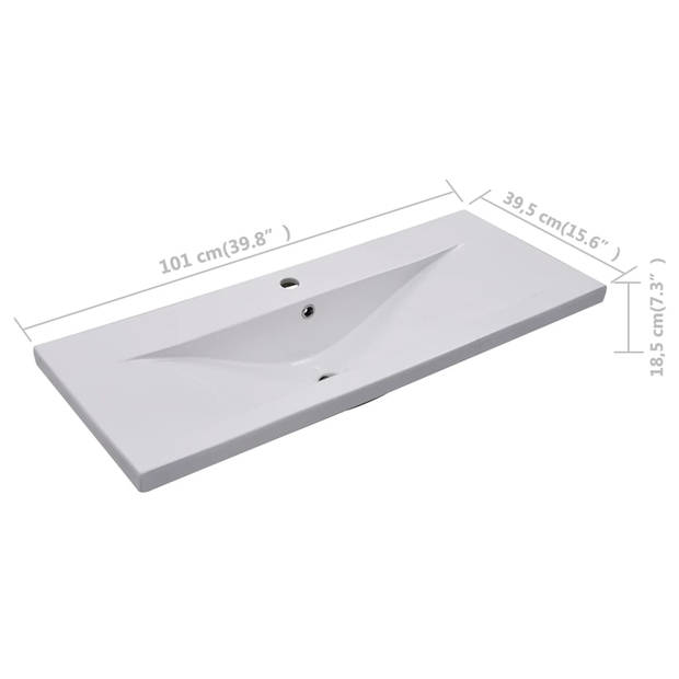 vidaXL Inbouwwastafel 101x39,5x18,5 cm keramiek wit