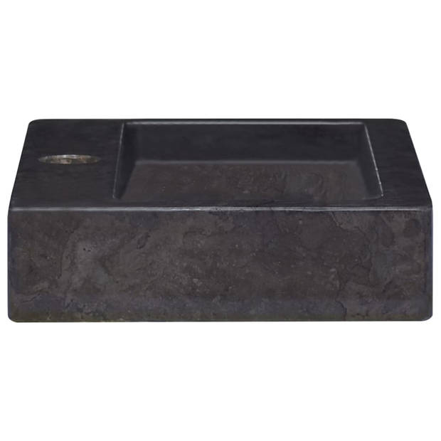 The Living Store Wastafel Marble Black - 38x24x6.5 cm - Handgemaakt