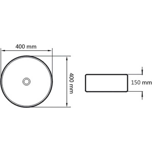 The Living Store Keramische Wastafel - 400 x 150 mm - Zwart