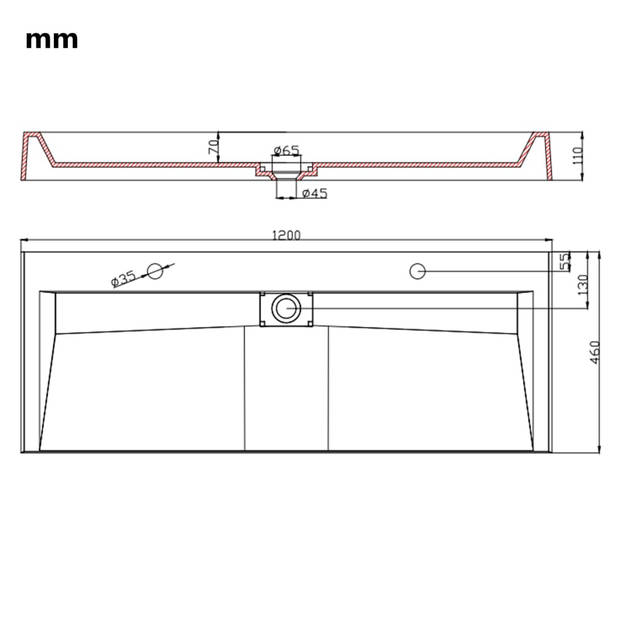 vidaXL Wastafel 120x46x11 cm mineraal gegoten/marmer gegoten wit