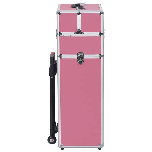 vidaXL Make-up trolley aluminium roze