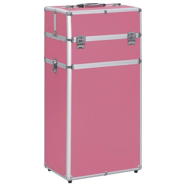 The Living Store Make-up Trolley - Houten Beautycase - 37 x 24 x 74 cm - Roze