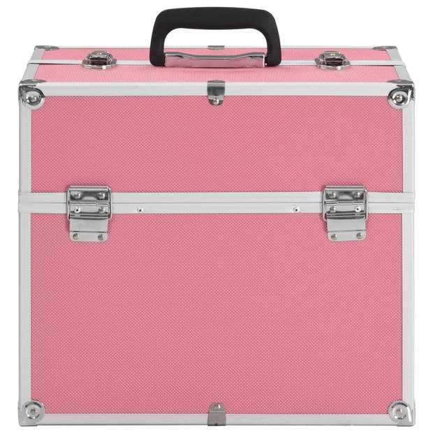 The Living Store Make-up koffer - Roze - 37x24x35 cm - Aluminium - ABS