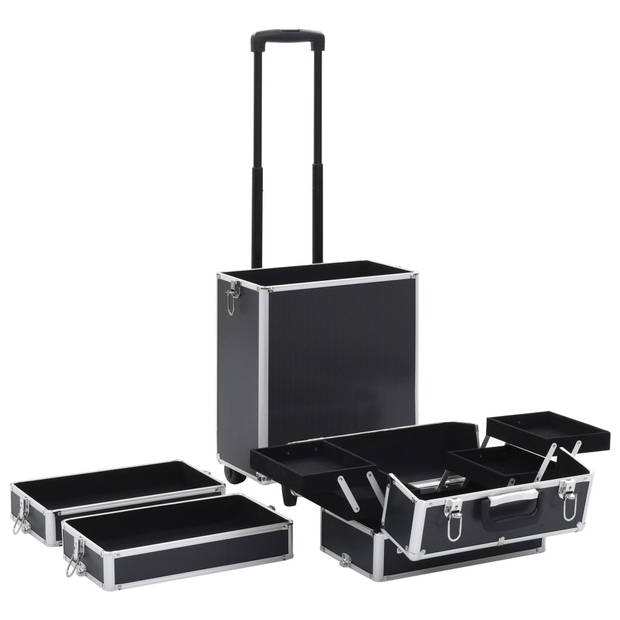 vidaXL Make-up trolley aluminium zwart