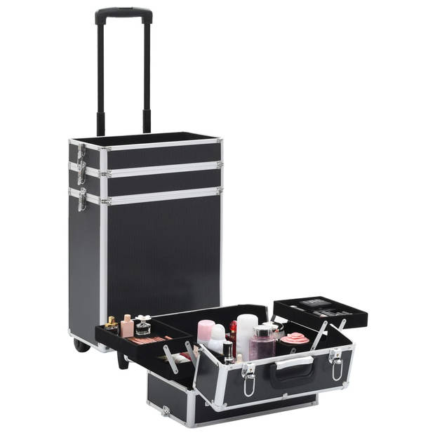 vidaXL Make-up trolley aluminium zwart