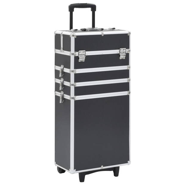 The Living Store Make-up Trolley - Houten Beauty Organizer - 37x22x78cm - Zwart