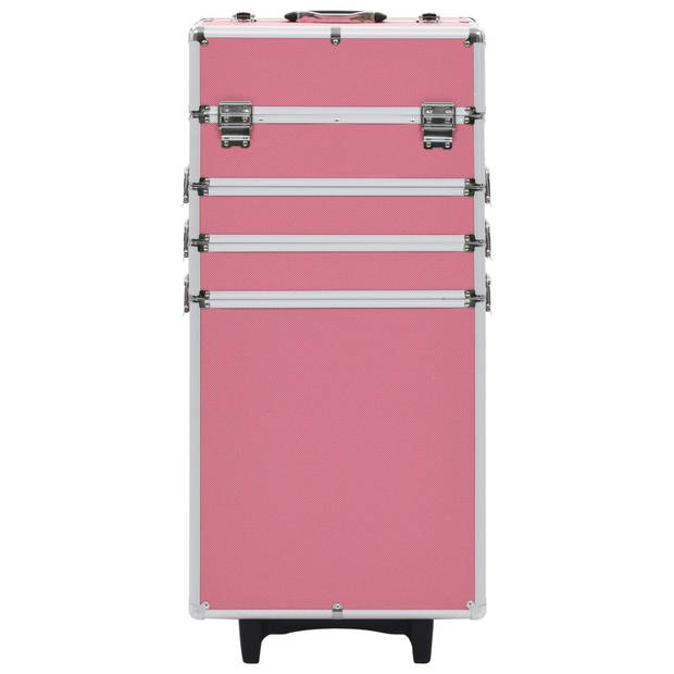 vidaXL Make-up trolley aluminium roze