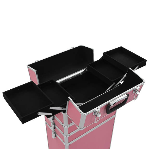 vidaXL Make-up trolley aluminium roze