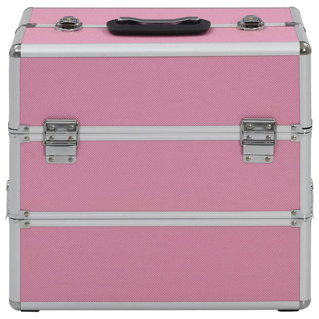 The Living Store Cosmetica Koffer - 37 x 24 x 35 cm - 2 lagen - Roze