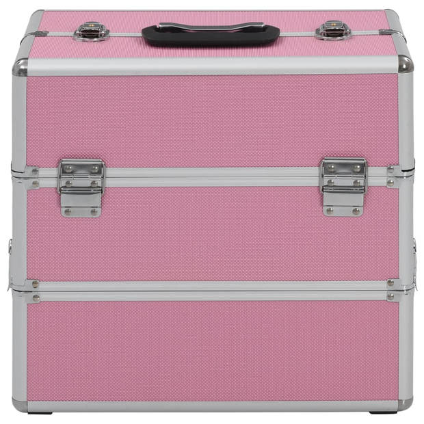 vidaXL Make-up koffer 37x24x35 cm aluminium roze