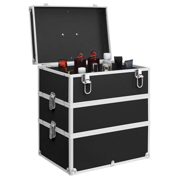 The Living Store Cosmeticakoffer - ABS-folie en aluminium - 37 x 24 x 40 cm - Met 3 afneembare lagen