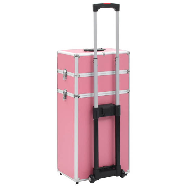 vidaXL Make-up trolley aluminium roze