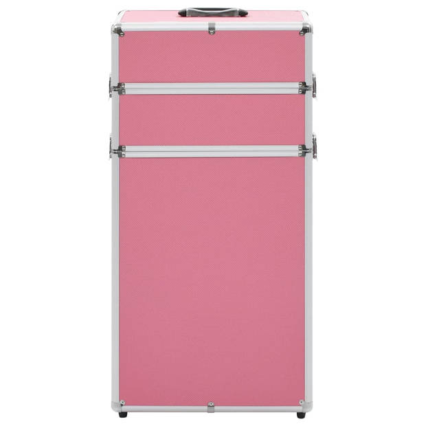 The Living Store Make-up trolley - Houten beautycase - 37x24x74 cm - Roze