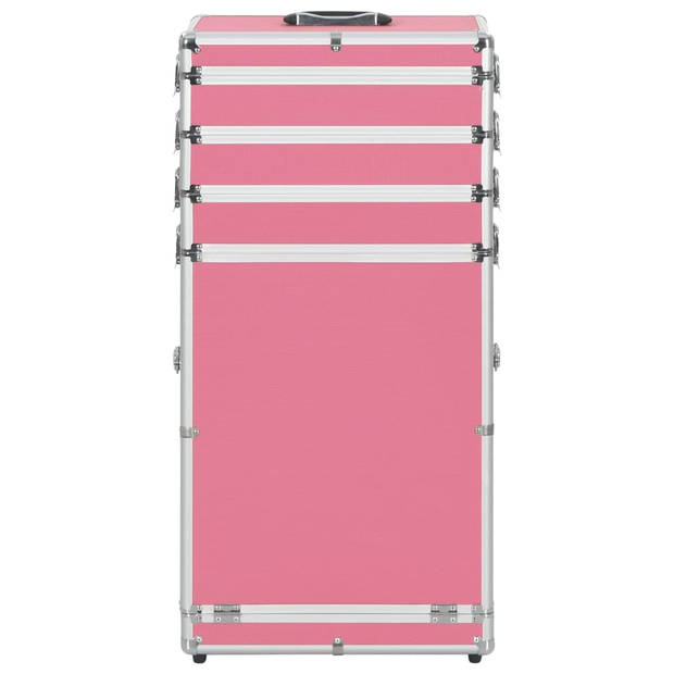 vidaXL Make-up trolley aluminium roze