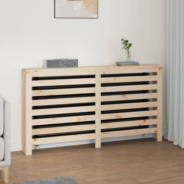 The Living Store houten radiatorombouw - Massief grenenhout - Praktische plank - Modern lat ontwerp - 153 x 19 x 84 cm