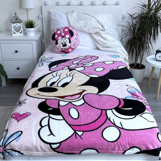 Disney Minnie Mouse Fleeceplaid Bloemen - 110 x 140 cm - Polyester