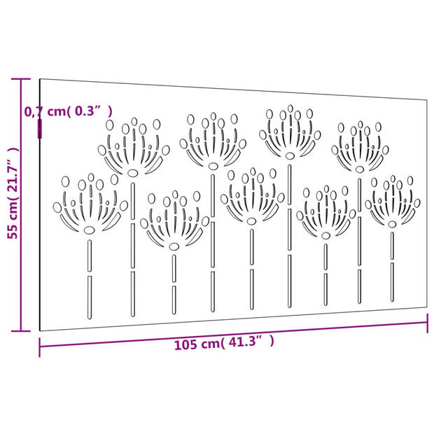 vidaXL Wanddecoratie tuin bloemenontwerp 105x55 cm cortenstaal