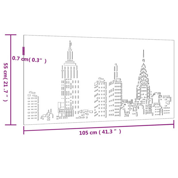 vidaXL Wanddecoratie tuin skyline-ontwerp 105x55 cm cortenstaal