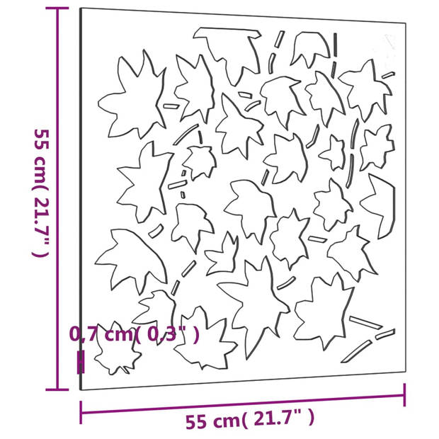 vidaXL Wanddecoratie tuin esdoornbladontwerp 55x55 cm cortenstaal