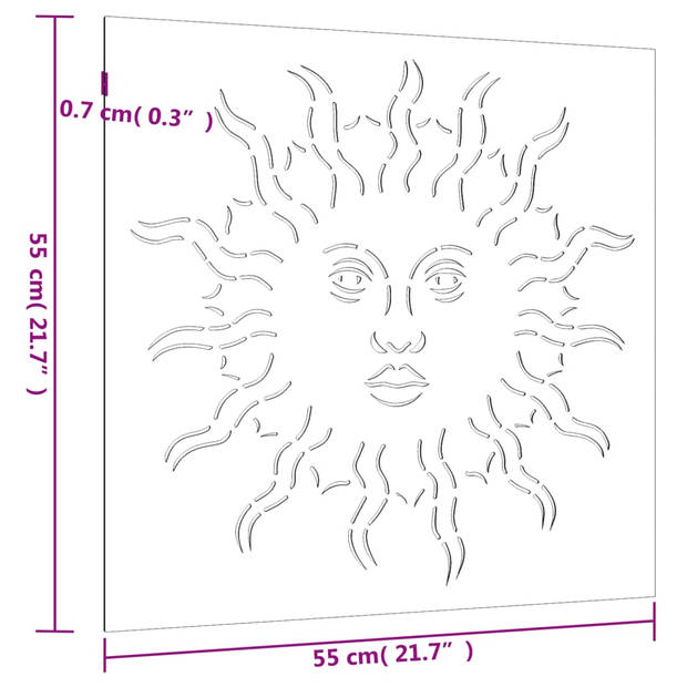 vidaXL Wanddecoratie tuin zonontwerp 55x55 cm cortenstaal