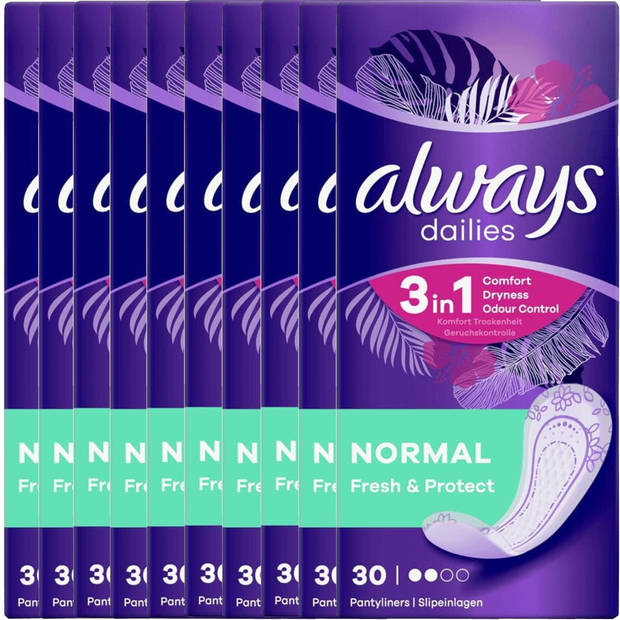 Always Dailies Normal Fresh & Protect - 10x30 stuks - Voordeelverpakking – Inlegkruisjes