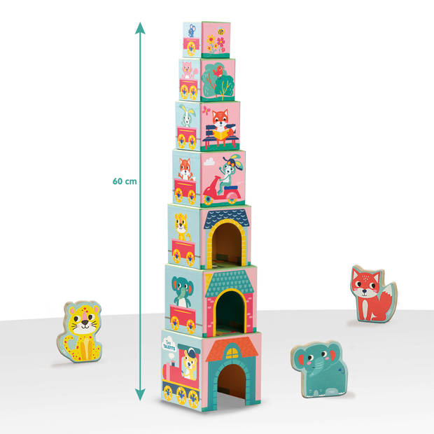 Stapelblokken toren met dieren figuren