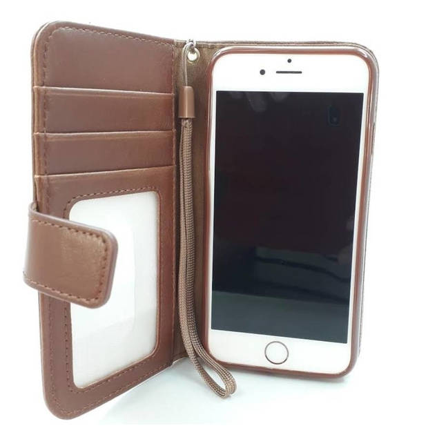 HEM Boekhoesje met rits - Geschikt voor iPhone 15 Plus - Bruine Wallet - Book Case - Boekhoesje - Telefoonhoesje
