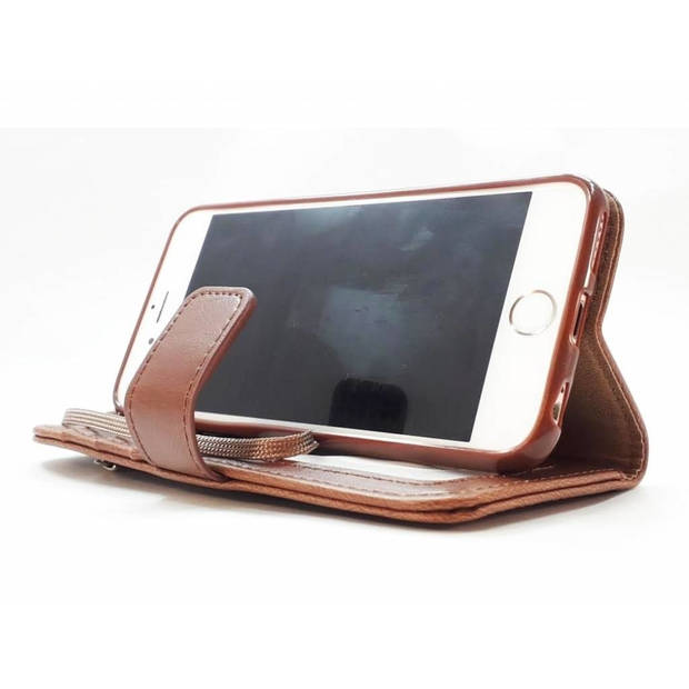 HEM Boekhoesje met rits - Geschikt voor iPhone 15 Plus - Bruine Wallet - Book Case - Boekhoesje - Telefoonhoesje