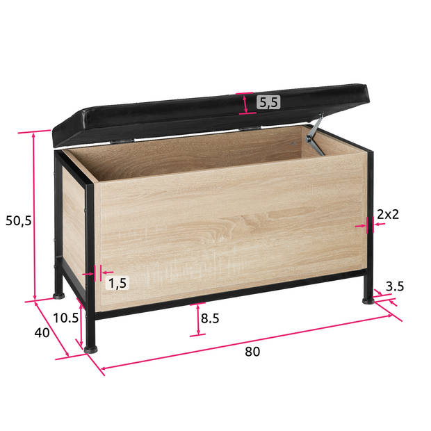 tectake - Gestoffeerde zitkist Calico industrieel lichtbruin 404639