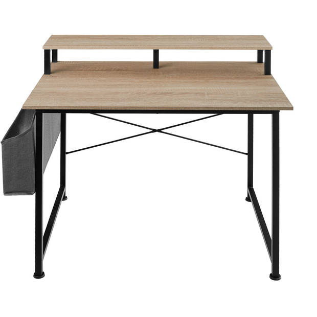 tectake - Bureau met plank en organizer industrieel lichtbruin 120 cm 404665