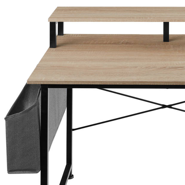 tectake - Bureau met plank en organizer industrieel lichtbruin 120 cm 404665