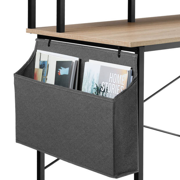 tectake - Bureau met plank en organizer industrieel lichtbruin 120 cm 404665