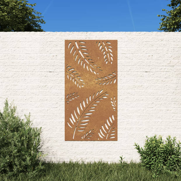 vidaXL Wanddecoratie tuin bladontwerp 105x55 cm cortenstaal