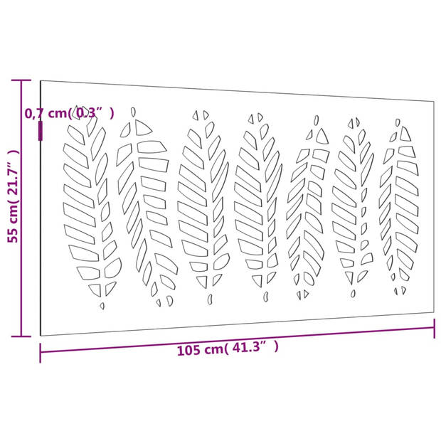 vidaXL Wanddecoratie tuin bladontwerp 105x55 cm cortenstaal