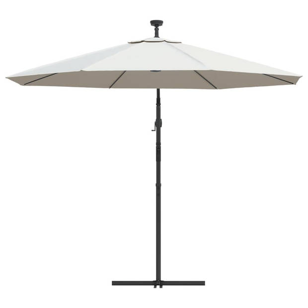 vidaXL Zweefparasol met LED-verlichting en metalen paal 300 cm zand