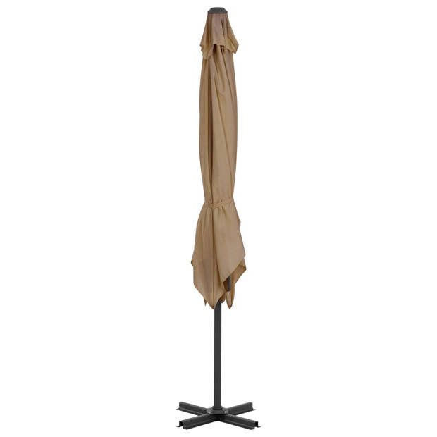 The Living Store Hangende Parasol - 250 x 250 x 230 cm - Taupe - UV-beschermend polyester - Aluminium paal - Met