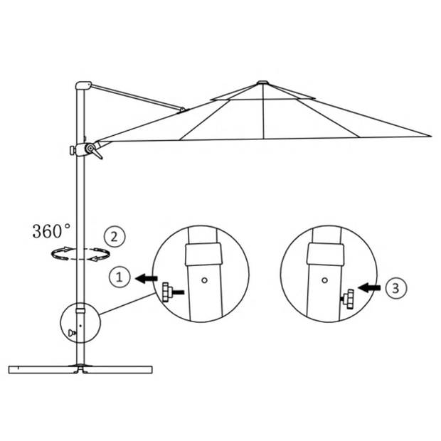 The Living Store Parasol - Hangend - Zwart - 300x238 cm - UV-beschermend - Aluminium