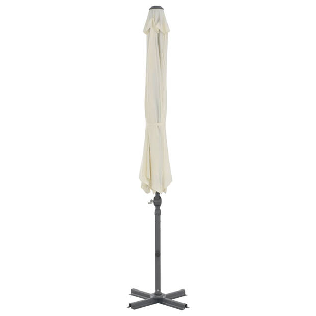 The Living Store Hangende Parasol Zandkleurig 300 x 238 cm - UV-beschermend Polyester - Zwengelsysteem - Aluminium