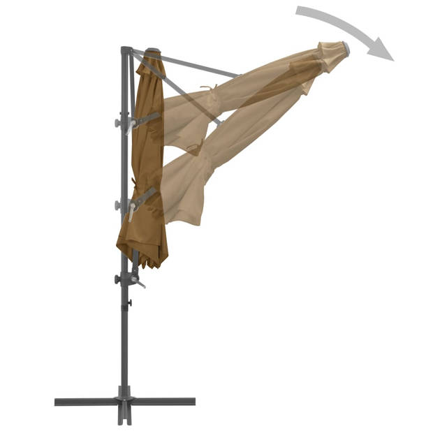 vidaXL Zweefparasol met stalen paal 300 cm taupe