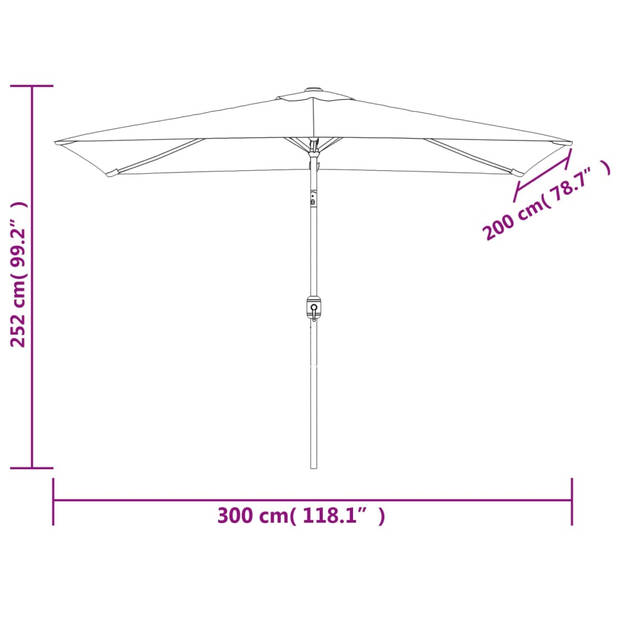 The Living Store Tuinparasol - 300 x 200 x 252 cm - azuurblauw - UV-beschermend polyester