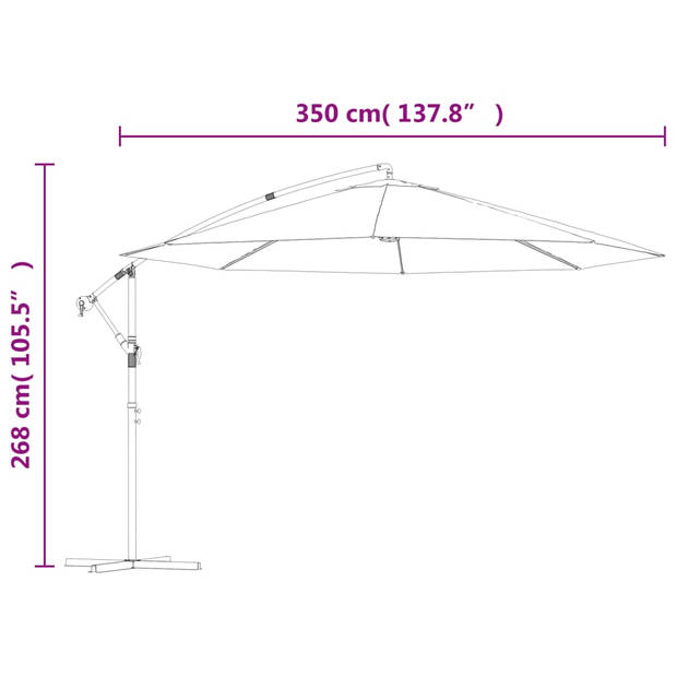 The Living Store Parasol Hangend - Zwart - 350 x 268 cm - UV-beschermend