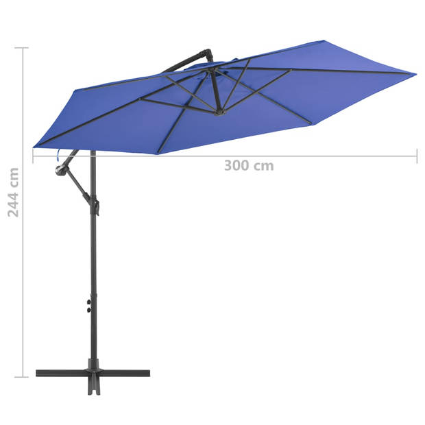 vidaXL Zweefparasol met aluminium paal 300 cm blauw