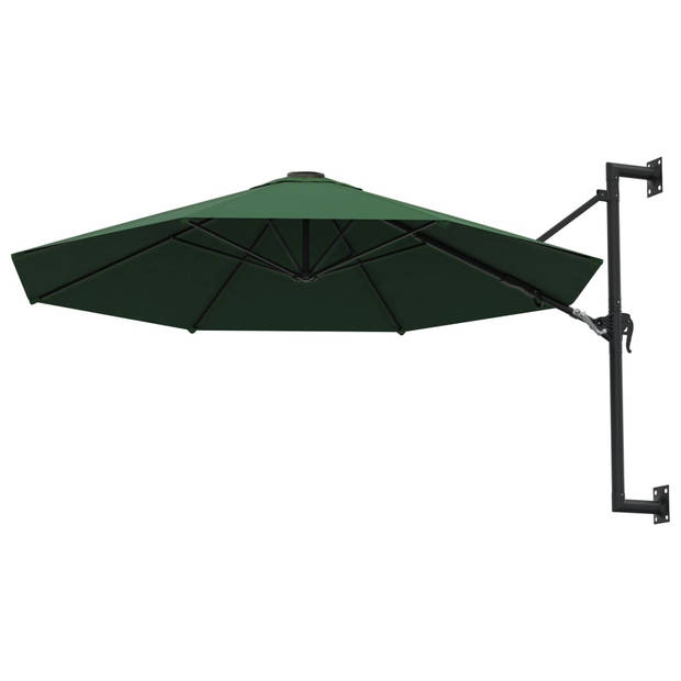 The Living Store Muurparasol SunGuard - Groen - 300 x 131 cm - UV-bescherming - Polyester