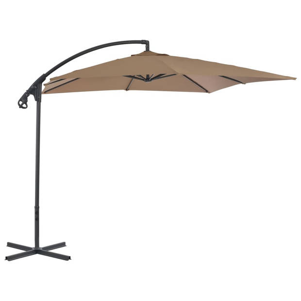 vidaXL Zweefparasol met stalen paal 250x250 cm taupe