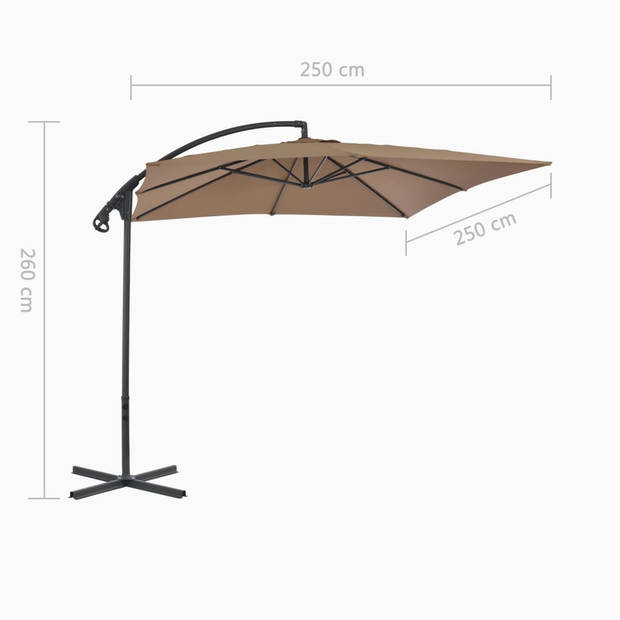 The Living Store Zweefparasol - taupe - 250 x 250 x 260 cm - UV-beschermend polyester