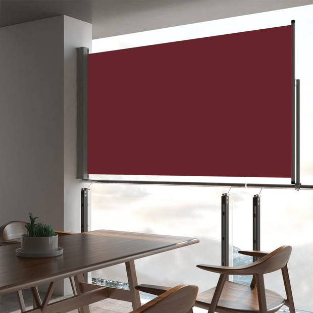 The Living Store Zijscherm Rood - 140 x 0-300 cm - UV- en scheurbestendig polyester