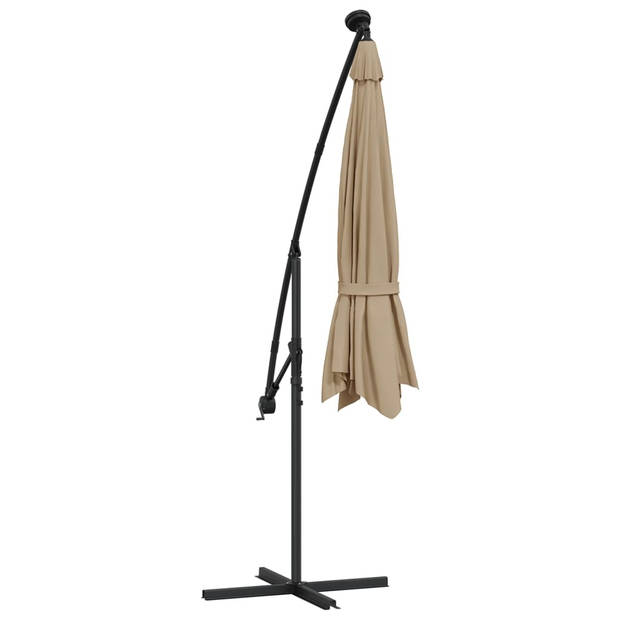 The Living Store Parasol Tuin - 300 x 254 cm - Taupe - LED Verlichting