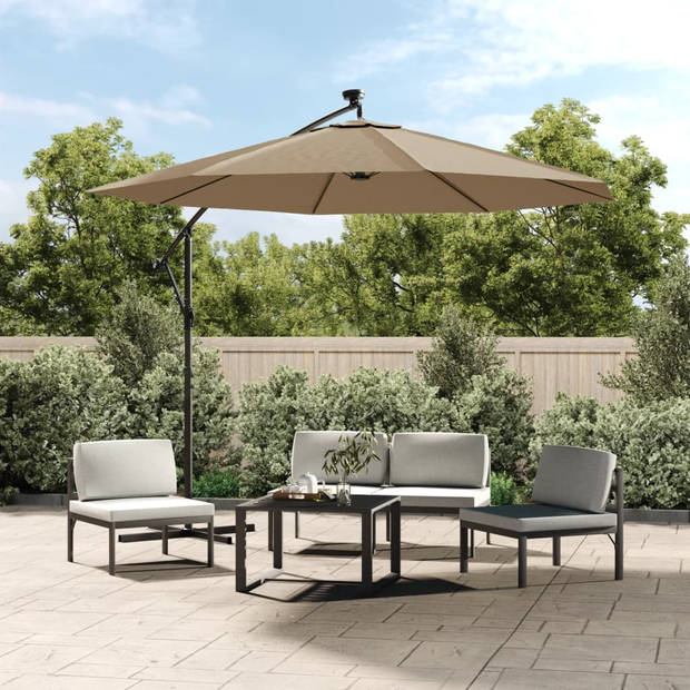 The Living Store Parasol Tuin - 300 x 254 cm - Taupe - LED Verlichting